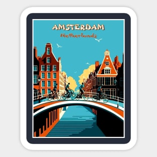 Amsterdam Netherlands Tourism Bicycle Riding Advertising Print Sticker